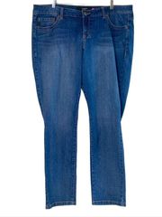 Women's Jeans Straight Leg Medium Blue Mid Rise Medium Wash Plus Size 22