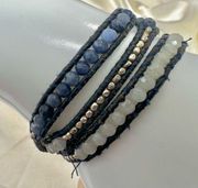 Chan Luu blue beaded wrap around bracelet