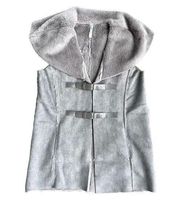 MONORENO Women's Gray Long Polyester Faux Suede Soft Vest Size Med With Buckles