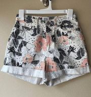 BDG White Floral Mom High Waisted Shorts Women's Size 25