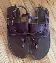 Brown Leather Aztec Strap Sandal