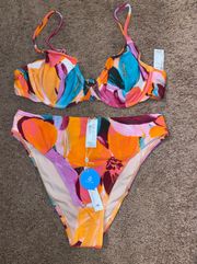 NWT  Multicolor Abstract Bikini