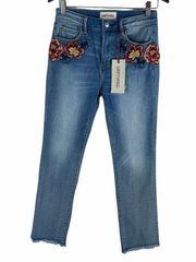 NEW Driftwood Colette Jeans Floral Embroidered High Rise Size 27