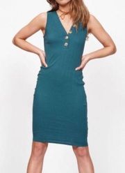 NEW Lulu’s MINKPINK Desert Rib Midi Bodycon Dress Size S Teal