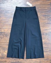 Vince • High-Rise Crop Pant wide leg black stretch wool trouser ankle culotte