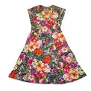 NWT Johnny Was Rosey Rain Tiered Tea Length Floral Print Stretch Jersey Dress S