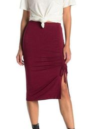 NEW Velvet Torch Ruched Side Slit Midi Skirt