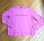 ARMANI EXCHANGE  pink crew neck logo long sleeve top size xl