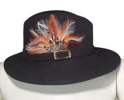 Vintage Doeskin Brown hat with Fall coloured feathers