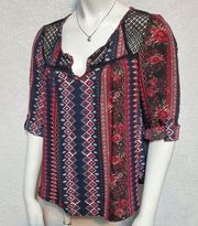 Rewind Patterned Top with Lace (S)