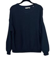 Vince. Women's Sweater Drop Sleeve Loose Knit Crew Neck Navy Blue Size Small