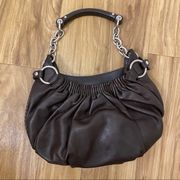 Juicy Couture Link Chain Leather Shoulder Hobo Mini Purse Y2K