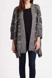 Alice + Olivia Wool Blend Nera Rib Knit Box Cardigan Black & White Size XS