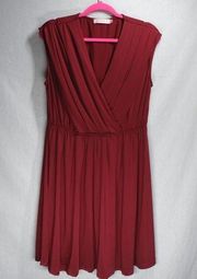 Allegra K Sleeveless Burgundy Red Vneck Dress in Large