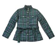 NWT J.Crew Plaid Belted Puffer Jacket in Navy Green White Plaid Belted XS