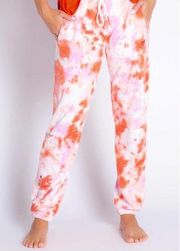 P.J. Salvage Pink Tie Dye Cotton Joggers "Love"