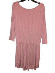 Pink Lily 3/4 Sleeve Romper Pink Medium