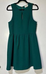 Everly Women's Size Medium Fit & Flare Green Dress Exposed Zipper Sleeveless