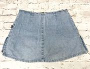 Vintage  Jean Skort Denim Skirt Mini Zip 90s Y2K Style Medium Shorts