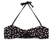 Topshop Retro Polka Dot Bikini Top Black Pink Size 8 Halter Bandeau Tie Front