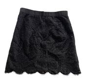 Joe Fresh Skirt Womens 4 Black Lace Scalloped Hem A Line Mini Zip Cotton Blend