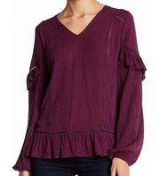 4/$25 Ro & De ruffle detail long sleeve shirt