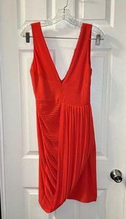 NWT Stylestalker Orange V Neck Pleated Accent Ruched Front Sleeveless Dress S