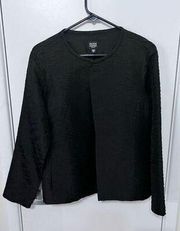 Eileen Fisher Womens Silk Textured Magnetic Closure Jacket Black Petite Sz Small