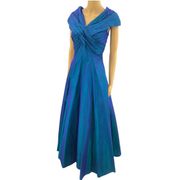 Jessica McClintock Bridal (S) American USA VINTAGE Blue Pleated Maxi Dress Gown