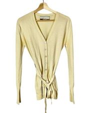 7 For All Mankind Cream Cashmere Button Down Tie Waist Cardigan Sweater S