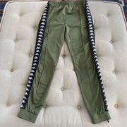 Army Green Logo Stripe Soft Shell Jogger Track Pants Zip Ankle XL