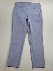 Anne Klein Womens Pants Size 4 Blue Gingham Check Pull On Straight Ankle Trouser