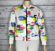 Puma Size XL White - Watercolor Sugar Print Mesh Zip Front Jacket