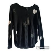 Rachel Zoe Heart And Star Print Pull On Sweater