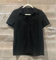 Theory black mesh blouse size M/L