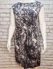 Suzi Chin for Maggy Boutique Womens Snake Print Crew Neck Belted Midi Dress 16