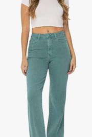 24. Judy Blue Hi-Waisted 90's Straight Leg, Sea Green Jeans sz 15 long