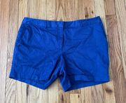 Women's Blue Chino Shorts Size 12 Cotton Spandex Zip Casual