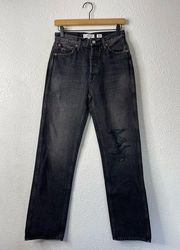 RE/DONE Originals Worn in Black High Rise Loose Rigid Jeans Size 26 NWT