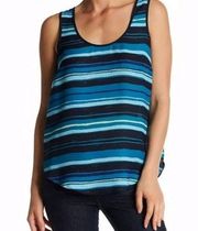 Joe Fresh Striped Scoop Neck Hi Low Tank Teal NWT