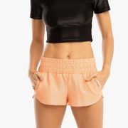 NWOT Koral Womens size S Radiant Netz Gym Shorts Pompano Orange Athleisure