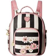 mini pink flower striped backpack