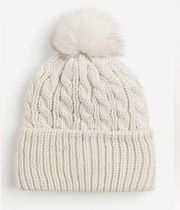 H&M Cable-knit Pompom Hat Off White