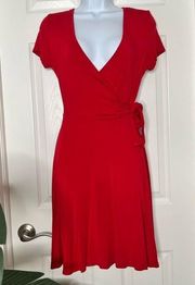 Red faux wrap dress