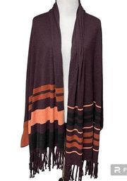 Smartwool Shadow Pine Scarf Cardigan Combo L/XL Plum Peach Fringe Wrap