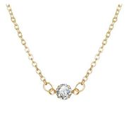 Gold Tone Faux Diamond Necklace Classic Solitaire