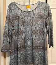 Ruby Rd.  Blue and gray blouse. Size Medium.