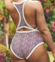 Aerie One Piece Floral Cutout Swimsuit Full Coverage Size Medium