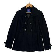 Paper Doll Womens Large Wool Pea Coat Double Breasted Notched Collar Lined Black