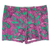 Crown Ivy Plus Size 16 Shorts Green Pink Paisley Floral Print Cotton Stretch 757